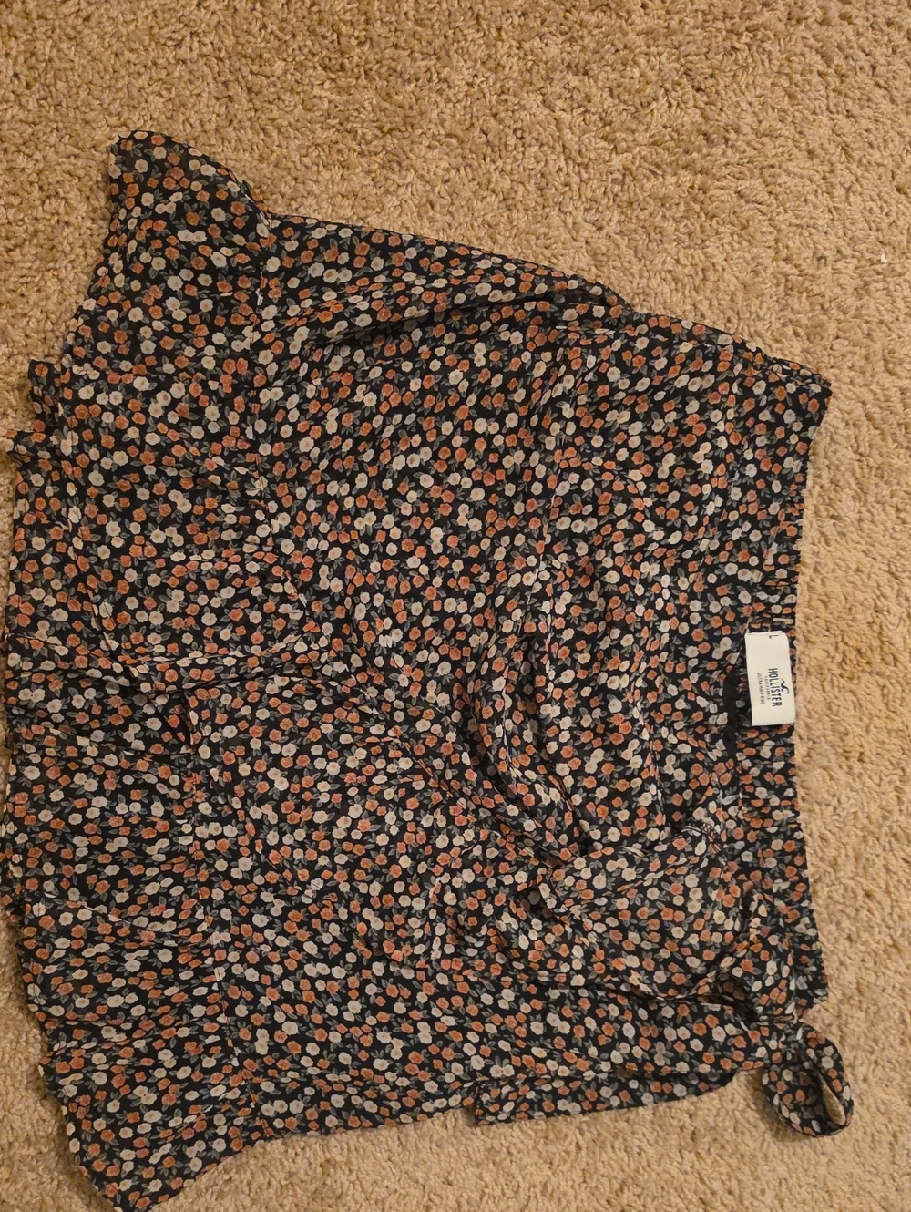 Hollister Black Mini Skirt with Rust & Cream Floral